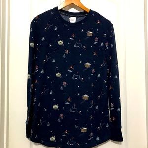 Stars above shirt with winter scene. XS